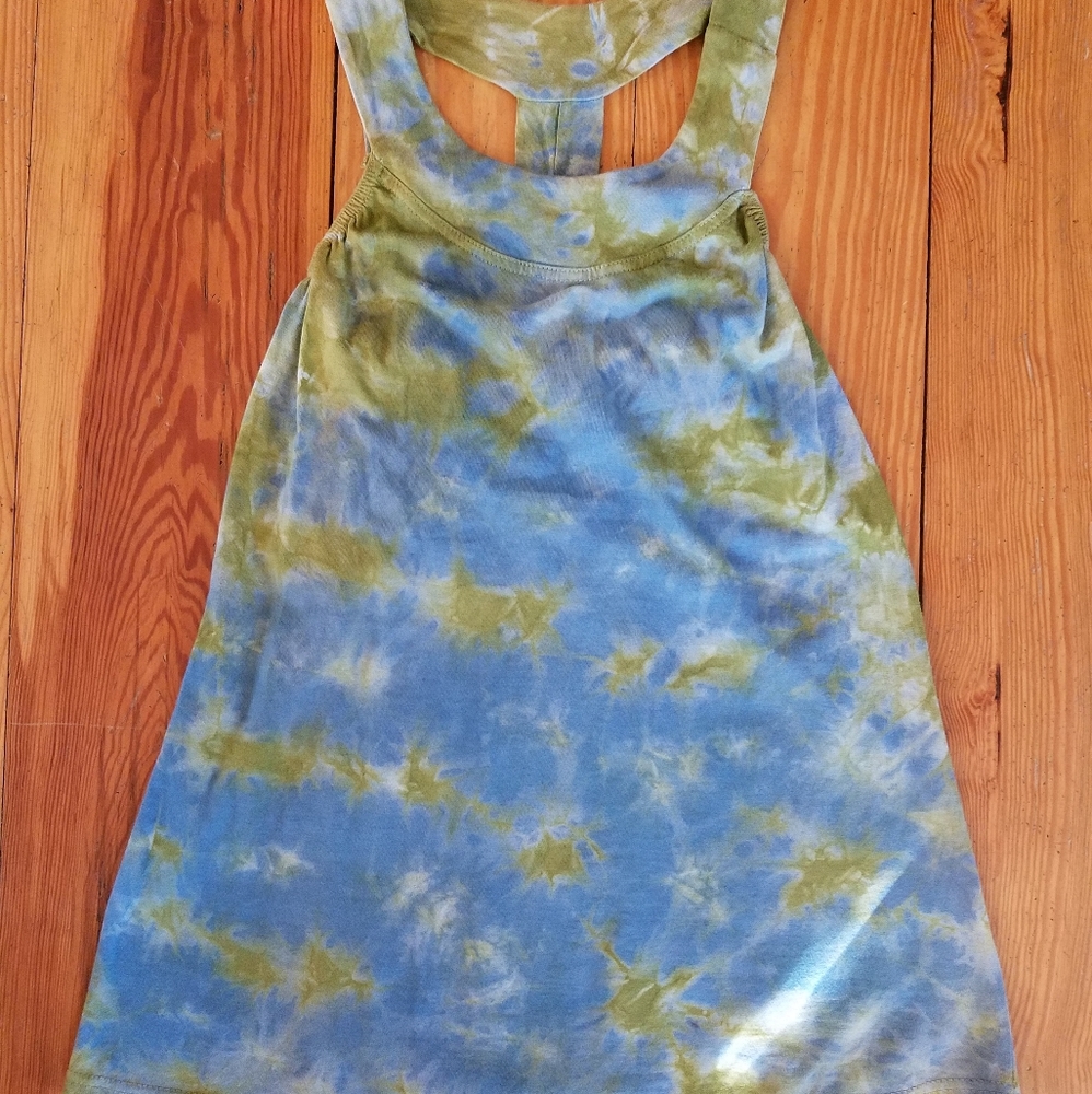 Women's Tunic Tank. Blue/Green. Racerback